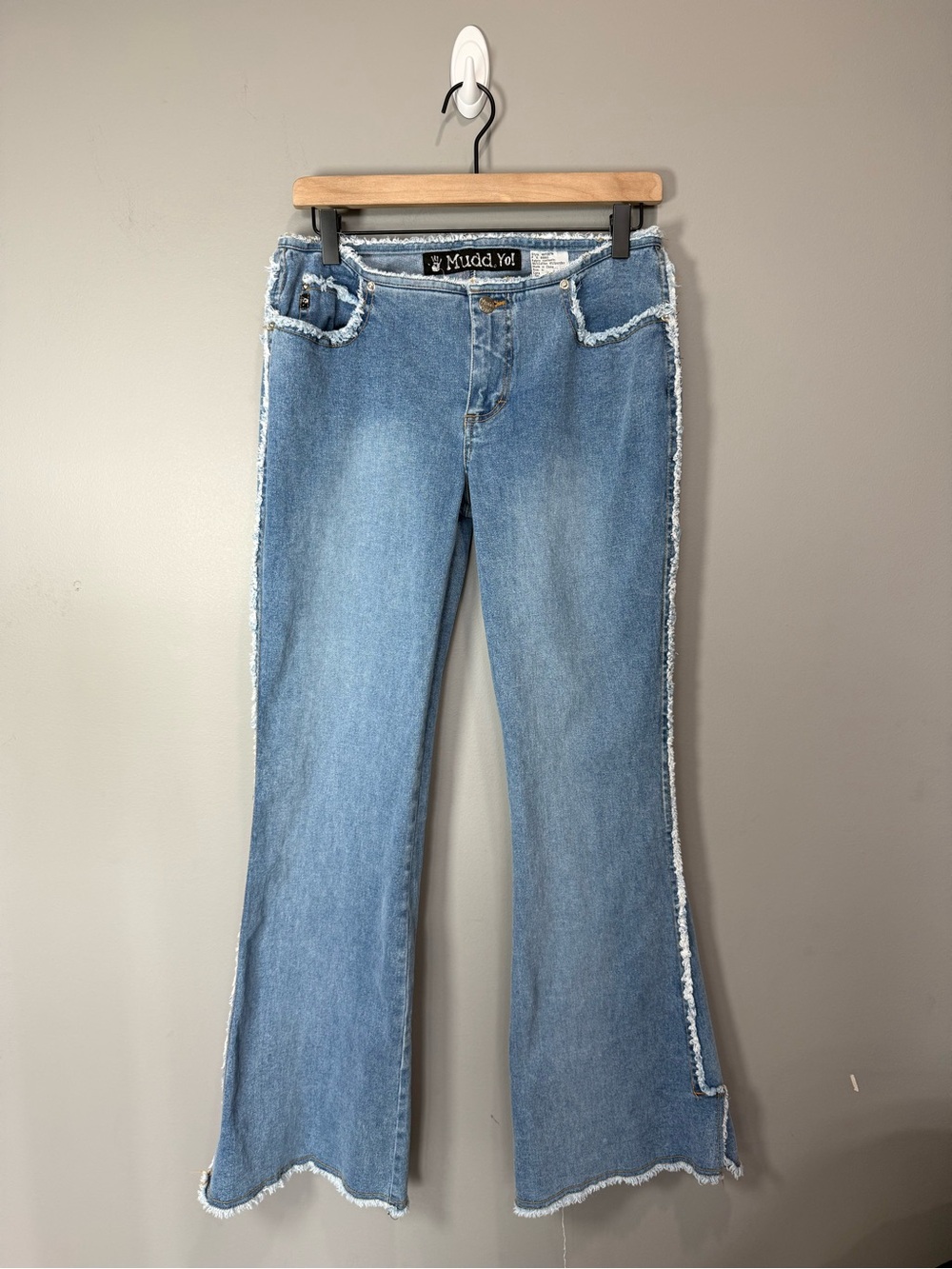 Vintage‎ Y2K Mudd Yo! Raw Edge Flare Jeans Low Rise Size 11